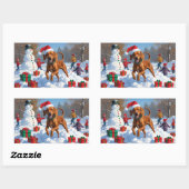 Vizsla hardlopen in de sneeuw met kerst Pet Rechthoekige Sticker (Vel)