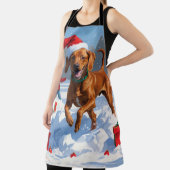 Vizsla hardlopen in de sneeuw met kerst Pet Schort (Insitu)