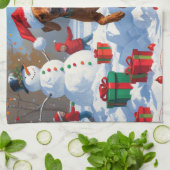 Vizsla hardlopen in de sneeuw met kerst Pet Theedoek (Gevouwen)