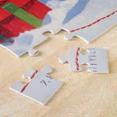 Vizsla hardlopend in de sneeuw met kerstmuts legpuzzel (Zijkant)