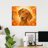 Vizsla Herfst Bos Hond Poster (Thuiskantoor)