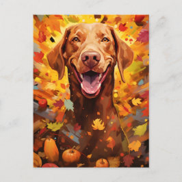 Vizsla Herfst Dankzegging  Briefkaart