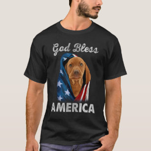 Vizsla Hond Amerikaans VS Vlag 4 juli Hondeneigena T-shirt