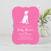 Vizsla hond baby shower meisje roze kaart (Staand voorkant)