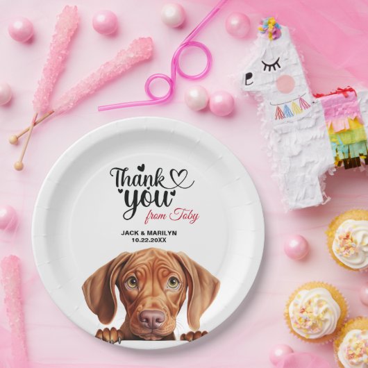 Vizsla Hond Bruiloft Dank u Papieren Bordje (Feest)