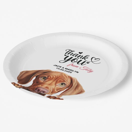 Vizsla Hond Bruiloft Dank u Papieren Bordje (Gekanteld)