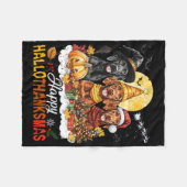 Vizsla Hond Halloween Kerstfeest Happy Hallothanks Fleece Deken (Voorkant (Horizontaal))