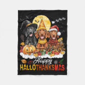 Vizsla Hond Halloween Kerstfeest Happy Hallothanks Fleece Deken (Voorkant)
