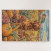 Vizsla-hond Herfst Oogst Thanksgiving Legpuzzel (Horizontaal)