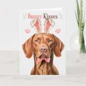 Vizsla Hond in Konijnenoren voor Pasen Feestdagen Kaart (Voorkant)