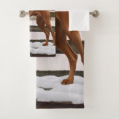 Vizsla Hond in Sneeuw Kerstmis Bad Handdoek (Insitu)