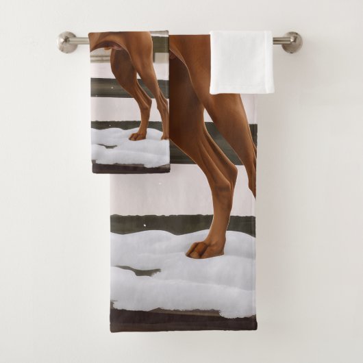 Vizsla Hond in Sneeuw Kerstmis Bad Handdoek (Insitu)