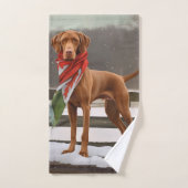 Vizsla Hond in Sneeuw Kerstmis Bad Handdoek (Handdoek)