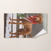 Vizsla Hond in Sneeuw Kerstmis Bad Handdoek (Handdoek)