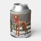 Vizsla Hond in Sneeuw Kerstmis Blikjeskoeler (Blikje Voorkant)
