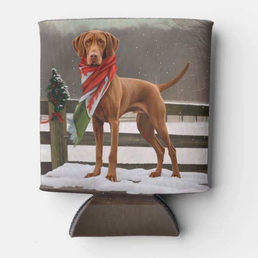 Vizsla Hond in Sneeuw Kerstmis Blikjeskoeler (Voorkant)