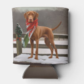 Vizsla Hond in Sneeuw Kerstmis Blikjeskoeler (Achterkant)