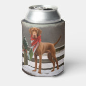 Vizsla Hond in Sneeuw Kerstmis Blikjeskoeler (Blikje Achterkant)