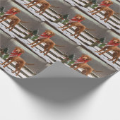 Vizsla Hond in Sneeuw Kerstmis Cadeaupapier (Hoek)