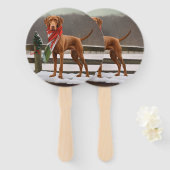 Vizsla Hond in Sneeuw Kerstmis Handwaaier (Voorkant en achterkant)
