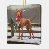 Vizsla Hond in Sneeuw Kerstmis Keramisch Ornament (Links)