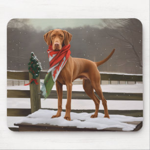 Vizsla Hond in Sneeuw Kerstmis Muismat