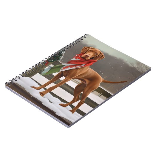 Vizsla Hond in Sneeuw Kerstmis Notitieboek (Linkerzijde)