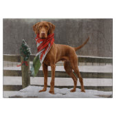 Vizsla Hond in Sneeuw Kerstmis Snijplank (Voorkant)