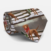 Vizsla Hond in Sneeuw Kerstmis Stropdas (Opgerold)