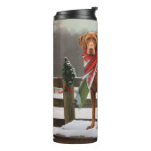 Vizsla Hond in Sneeuw Kerstmis Thermosbeker (Gedraaid links)