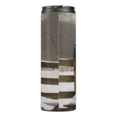 Vizsla Hond in Sneeuw Kerstmis Thermosbeker (Achterkant)