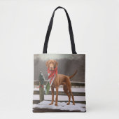 Vizsla Hond in Sneeuw Kerstmis Tote Bag (Voorkant)
