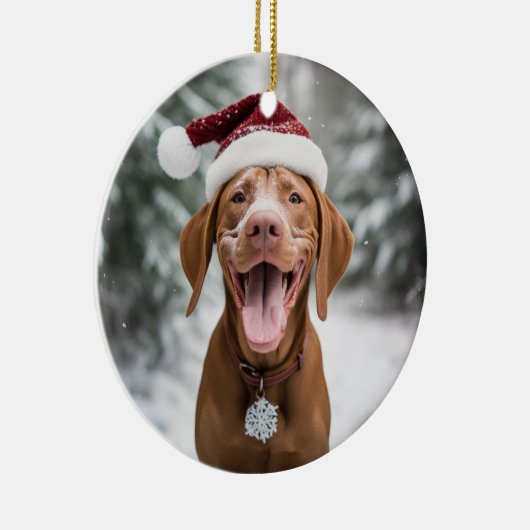 Vizsla Hond Kerst Keepsake Keramisch Ornament (Rechts)