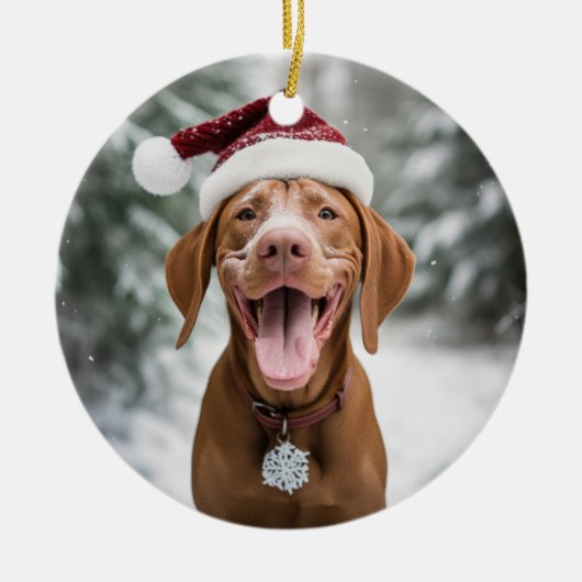 Vizsla Hond Kerst Keepsake Keramisch Ornament (Voorkant)