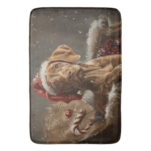 Vizsla Hond Kerstfeest Badmat (Voorkant Verticaal)