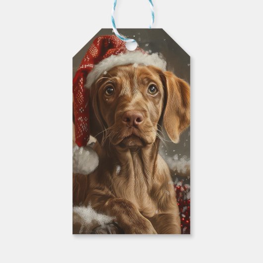 Vizsla Hond Kerstfeest Cadeaulabel (Achterkant)