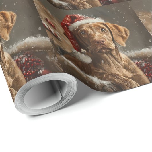 Vizsla Hond Kerstfeest Cadeaupapier (Rol Hoek)