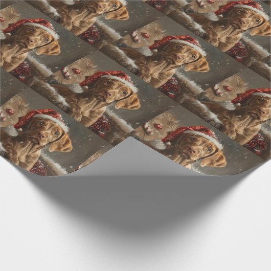 Vizsla Hond Kerstfeest Cadeaupapier (Hoek)