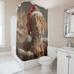 Vizsla-hond Kerstfeest Douchegordijn