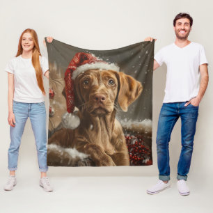 Vizsla Hond Kerstfeest Fleece Deken