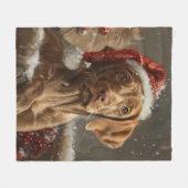 Vizsla Hond Kerstfeest Fleece Deken (Voorkant (Horizontaal))