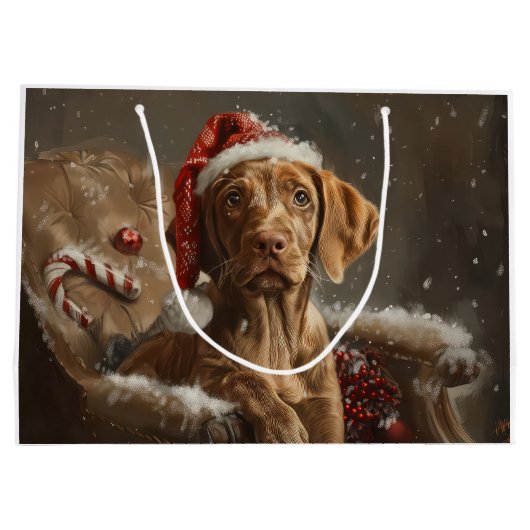 Vizsla Hond Kerstfeest Groot Cadeauzakje (Achterkant)