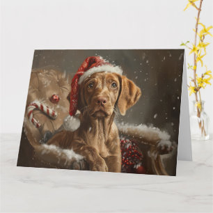 Vizsla Hond Kerstfeest Kaart