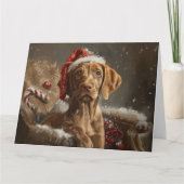 Vizsla Hond Kerstfeest Kaart (Voorkant)