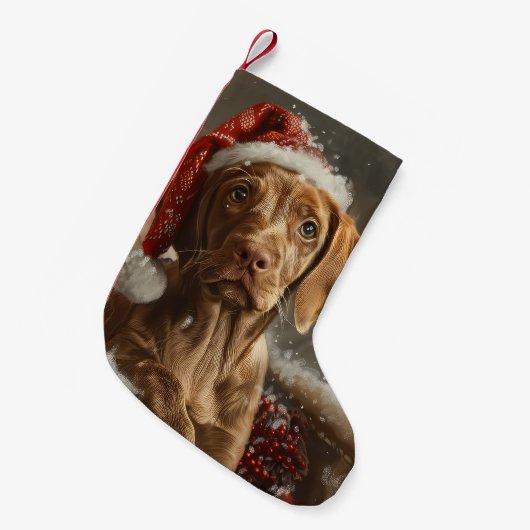 Vizsla Hond Kerstfeest Kleine Kerstsok (Voorkant (Hangend))