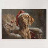 Vizsla Hond Kerstfeest Legpuzzel (Horizontaal)