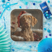 Vizsla Hond Kerstfeest Papieren Bordje (Feest)