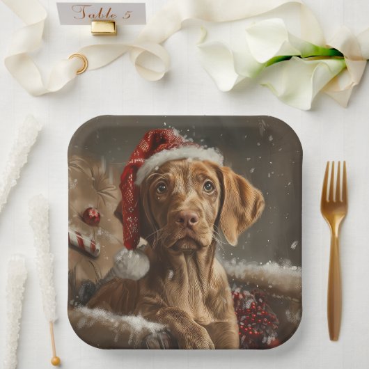 Vizsla Hond Kerstfeest Papieren Bordje (Huwelijk)