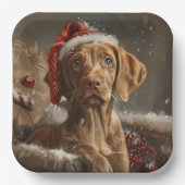 Vizsla Hond Kerstfeest Papieren Bordje (Voorkant)