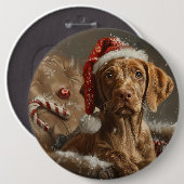 Vizsla Hond Kerstfeest Ronde Button 6,0 Cm (Voorkant /achterkant)